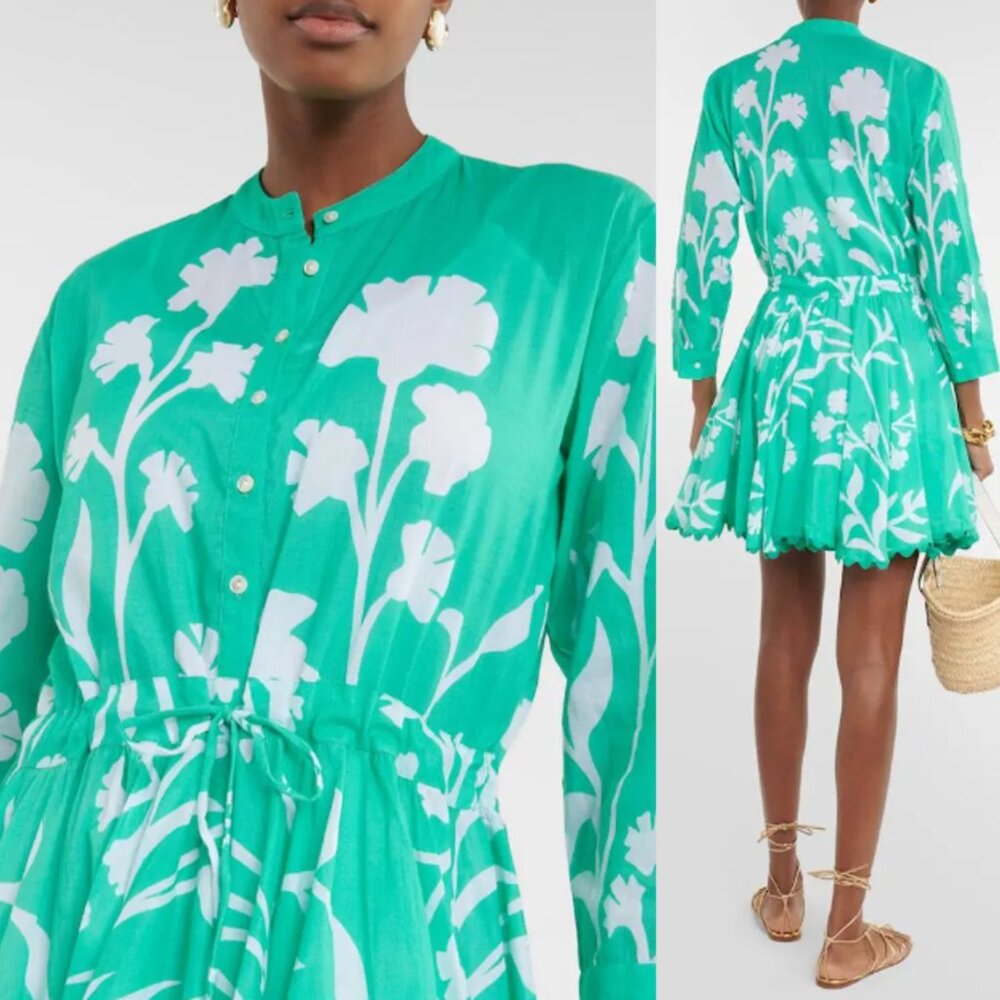 Juliet Dunn Green and White Floral Mini Dress - Picture 3 of 11